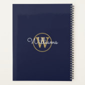 Navy Blue Goud Monogram Naam 2023 Planner (Achterkant)