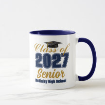 Navy Blue Goud Persoonlijk Geschenk voor Afstudeer