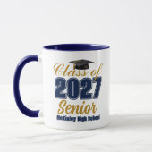 Navy Blue Goud Persoonlijk Geschenk voor Afstudeer Mok (Links)