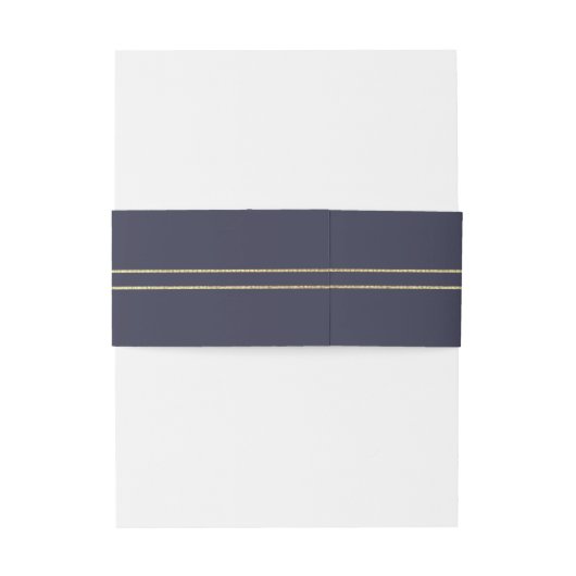 Navy blue | Goudbruiloft Uitnodigingen Wikkel (Achterkant Voorbeeld)