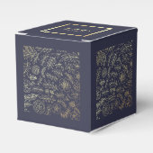 Navy blue | Gouden Floral Wedding Favor Boxes Bedankdoosjes (Voorkant Zijde)