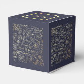 Navy blue | Gouden Floral Wedding Favor Boxes Bedankdoosjes (Achterkant)