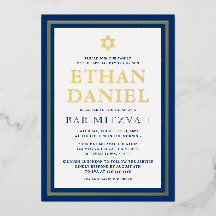 Navy blue gouden grensbar mitzvah Star van David