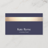Navy Blue - Gouden Streep Modern Stijlvol Visitekaartje (Voorkant)