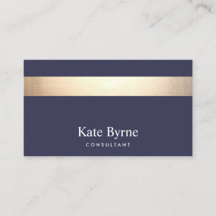 Navy Blue - Gouden Streep Modern Stijlvol Visitekaartje