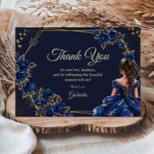 Navy Blue Gouden Tiara Rozen Quinceañera