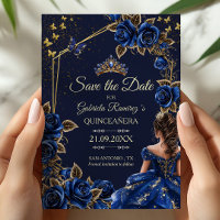 Navy Blue Gouden Tiara Rozen Quinceañera
