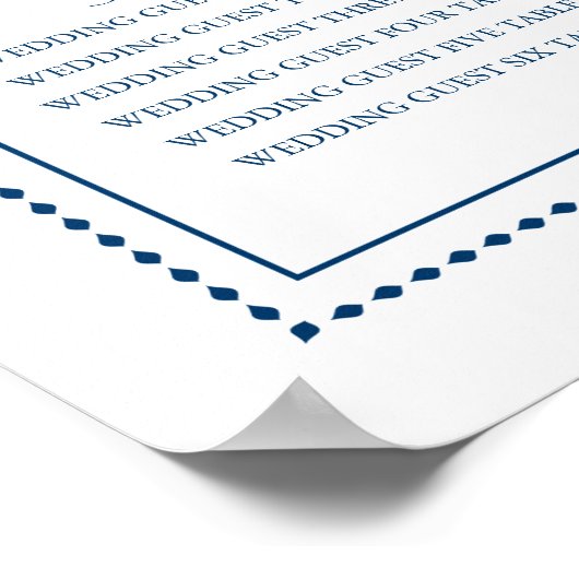 Navy Blue Graceful Starfish 20 x 24 Seating Chart Poster (Hoek)