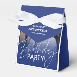 Navy Blue Gradient Foto Verjaardag Bedankdoosjes