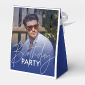 Navy Blue Gradient Foto Verjaardag Bedankdoosjes (Achterkant)