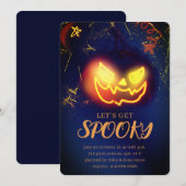 Navy Blue Gradient Navy Blue Spooky Halloween Kaart (Voorkant / Achterkant)