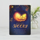 Navy Blue Gradient Navy Blue Spooky Halloween Kaart (Staand voorkant)