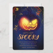Navy Blue Gradient Navy Blue Spooky Halloween Kaart (Voorkant)
