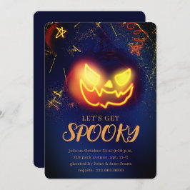 Navy Blue Gradient Navy Blue Spooky Halloween Kaart