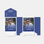 Navy Blue Gradient Photo Birthday Dinner Bedankdoosjes (Uitgevouwen)