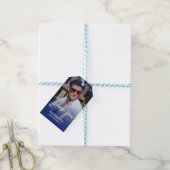 Navy blue Gradient Photo Birthday Thank you Cadeaulabel (Met Touw)