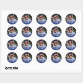 Navy blue Gradient Photo Birthday Thank you Ronde Sticker (Vel)