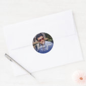 Navy blue Gradient Photo Birthday Thank you Ronde Sticker (Envelop)