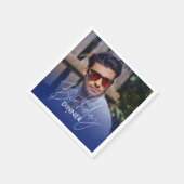 Navy Blue Gradient Photo Dinner Birthday Servet (Hoek)
