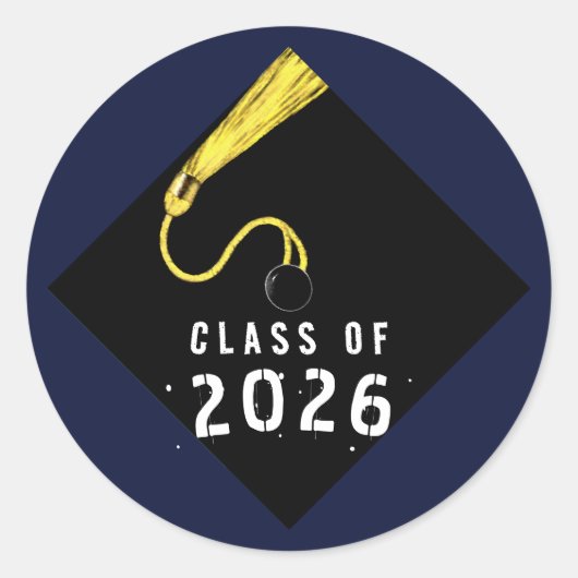 Navy Blue Graduation 2026 Ronde Sticker (Voorkant)