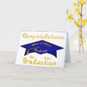Navy Blue Graduation Cap Afstuderen Klasse 2024 Pe Kaart (Gele Bloem)