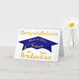 Navy Blue Graduation Cap Afstuderen Klasse 2024 Pe Kaart