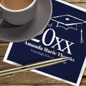 Navy Blue Graduation Cap Class of 20XX Name Servet