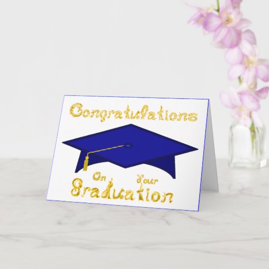 Navy Blue Graduation Cap Printable Party Pet of Kaart (Orchidee)