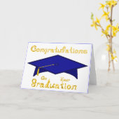 Navy Blue Graduation Cap Printable Party Pet of Kaart (Gele Bloem)