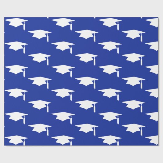 Navy Blue Graduation Caps Pattern - Afstuderen Cadeaupapier (Vlak)
