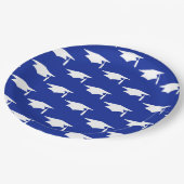 Navy Blue Graduation Caps Pattern - Afstuderen Papieren Bordje (Gekanteld)