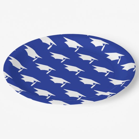 Navy Blue Graduation Caps Pattern - Afstuderen Papieren Bordje (Gekanteld)