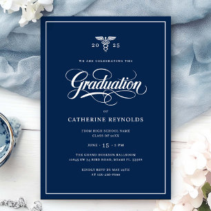 Navy Blue Graduation Party Kaart