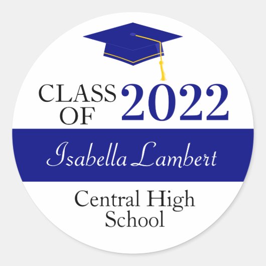 Navy Blue Graduation Party voor liefhebbers Ronde Sticker (Voorkant)