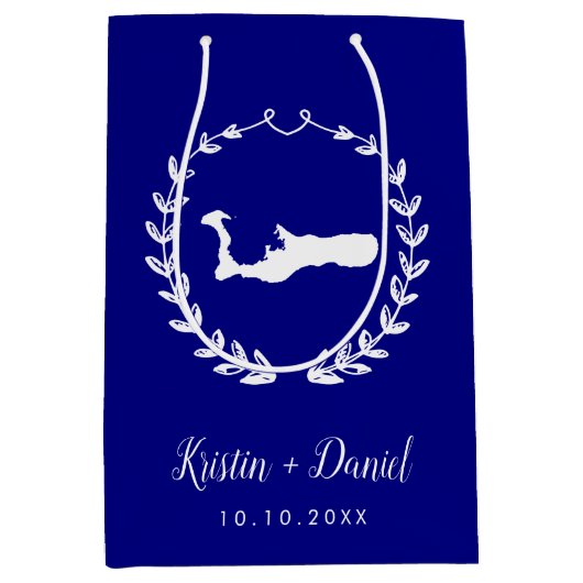 Navy Blue Grand Cayman-kaart Welkomstwoord Medium Cadeauzakje (Voorkant)