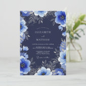 Navy Blue Grand Winter Wedding Kaart (Staand voorkant)