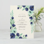 Navy Blue Grandiose Spring Wedding Kaart (Staand voorkant)