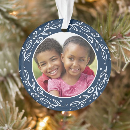 Navy Blue Grandparents Personalized Holiday Photo Ornament (Boom)