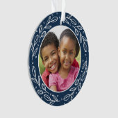 Navy Blue Grandparents Personalized Holiday Photo Ornament (voorkant)