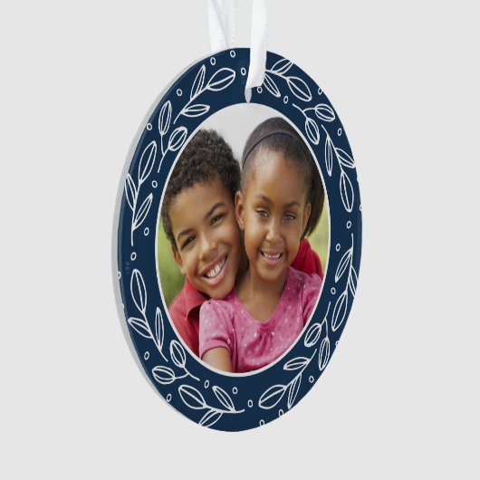 Navy Blue Grandparents Personalized Holiday Photo Ornament (voorkant)