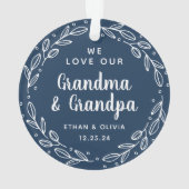 Navy Blue Grandparents Personalized Holiday Photo Ornament (achterkant)