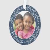 Navy Blue Grandparents Personalized Holiday Photo Ornament (voorkant)