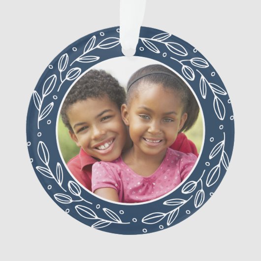 Navy Blue Grandparents Personalized Holiday Photo Ornament (voorkant)