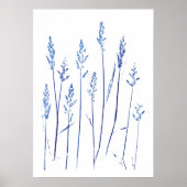Navy Blue Grass Leafs Grass Seed Arts Poster (Voorkant)