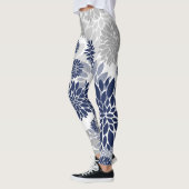 Navy Blue Gray Flower Pattern Leggings (Links)
