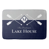 Navy Blue Gray Monogram Paddle Lake House Badmat (Voorkant)