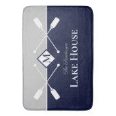 Navy Blue Gray Monogram Paddle Lake House Badmat (Voorkant Verticaal)
