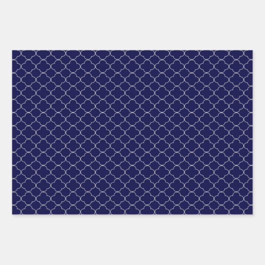 Navy Blue Gray Patterned Wrapping Paper Sheets (Voorkant)