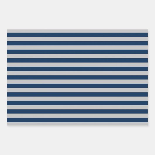 Navy Blue Gray Patterned Wrapping Paper Sheets (Voorkant 3)