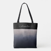 Navy Blue Gray rustic ombre chic gepersonaliseerd Tote Bag (Achterkant)